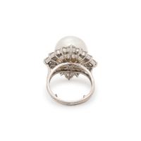 CULTURED PEARL AND DIAMOND RING