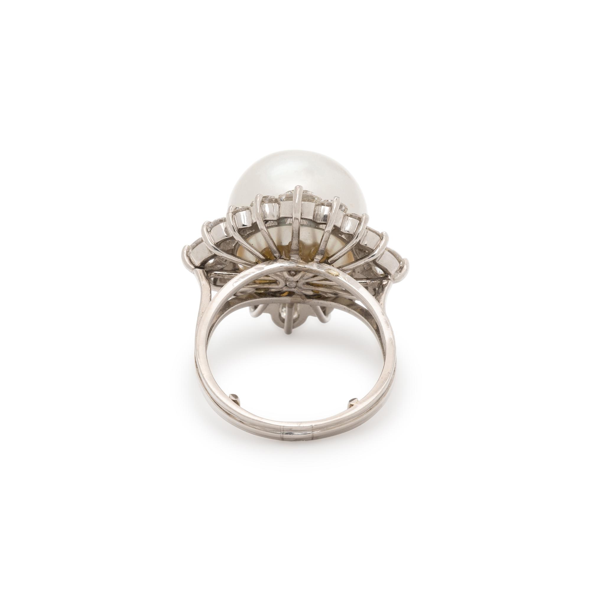 CULTURED PEARL AND DIAMOND RING