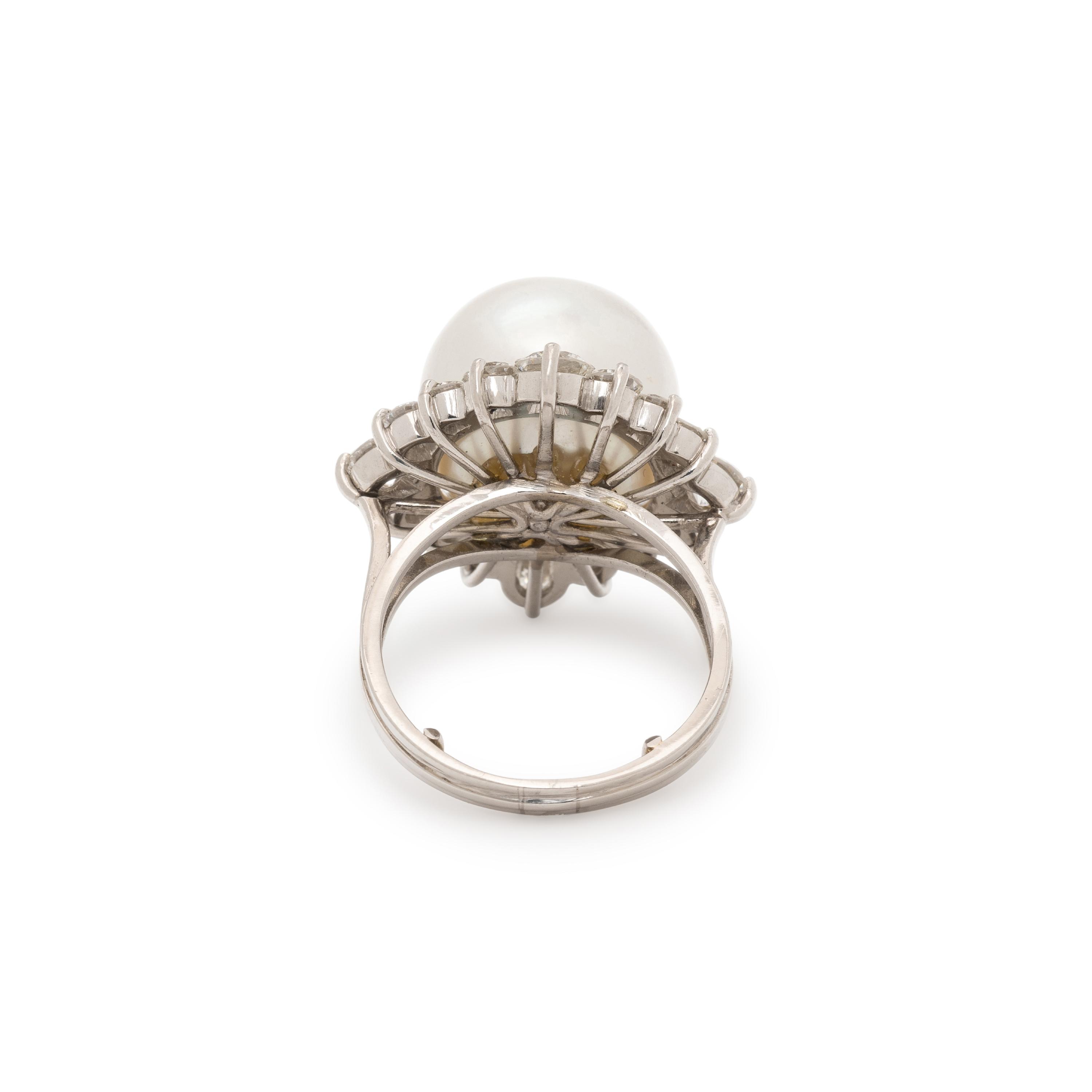 CULTURED PEARL AND DIAMOND RING