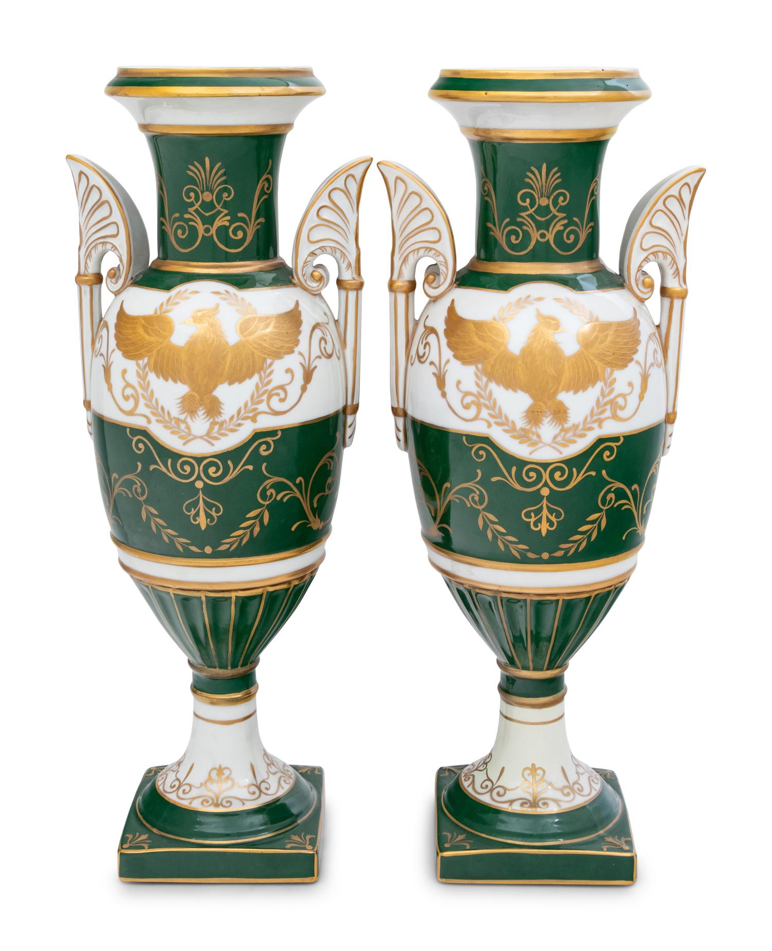 A Pair of French Parcel Gilt Porcelain Vases