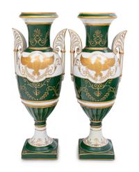 A Pair of French Parcel Gilt Porcelain Vases