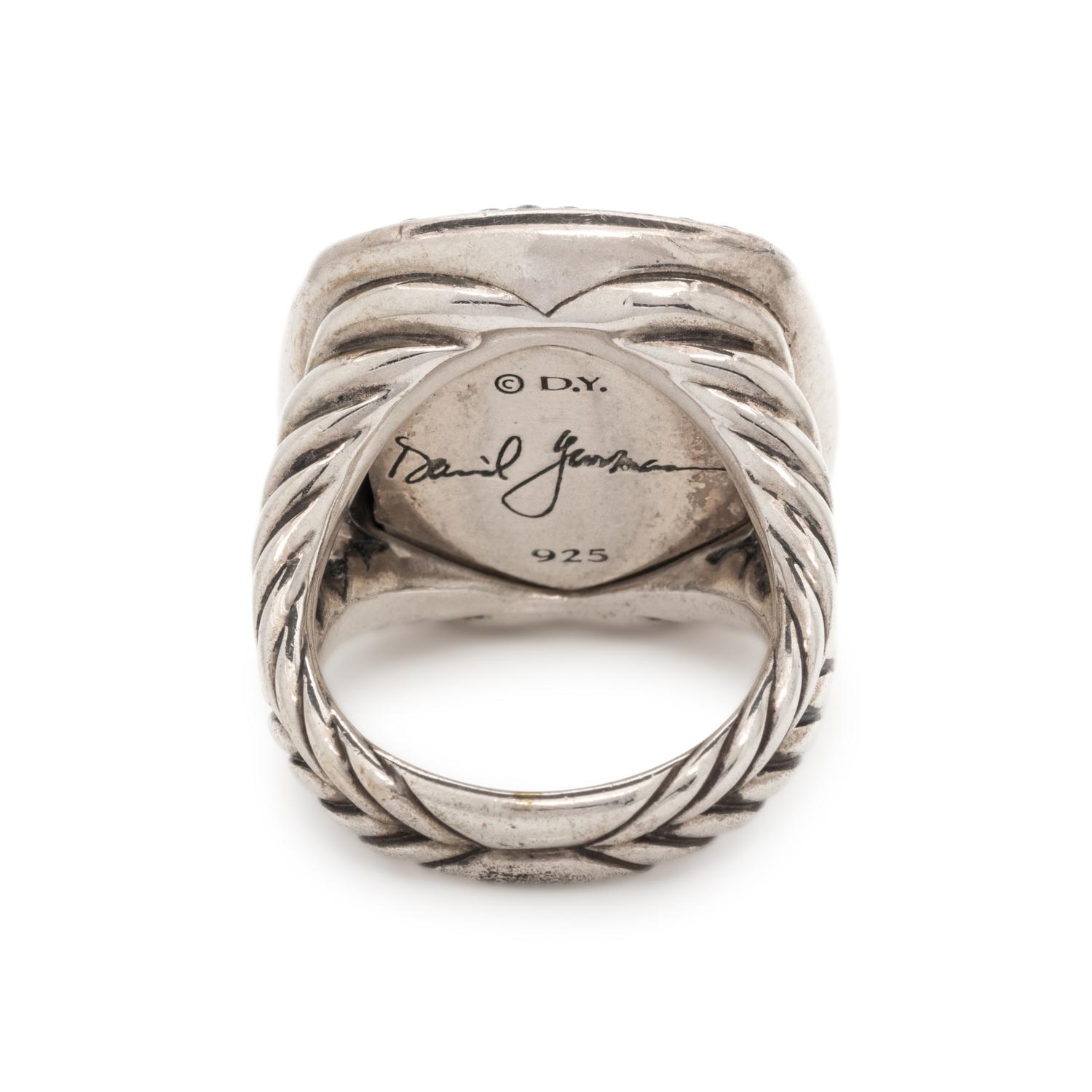 DAVID YURMAN, STERLING SILVER, ONYX AND DIAMOND 'ALBION' RING