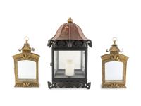 Three Metal Pagoda-form Wall Lanterns — 20TH CENTURY