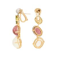 YELLOW GOLD AND MULTIGEM EARCLIPS