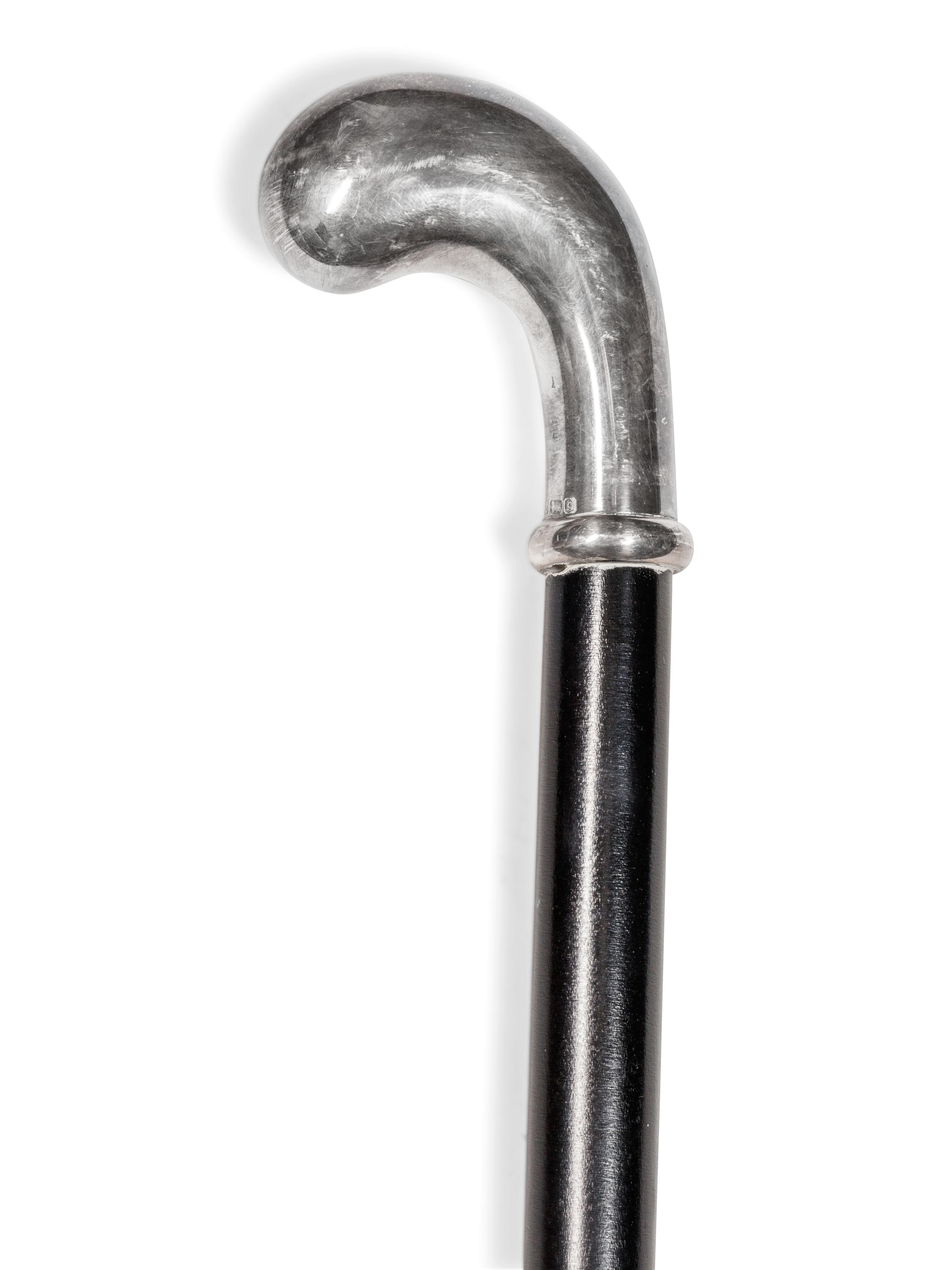 An English Silver Mounted and Ebonized Walking Stick