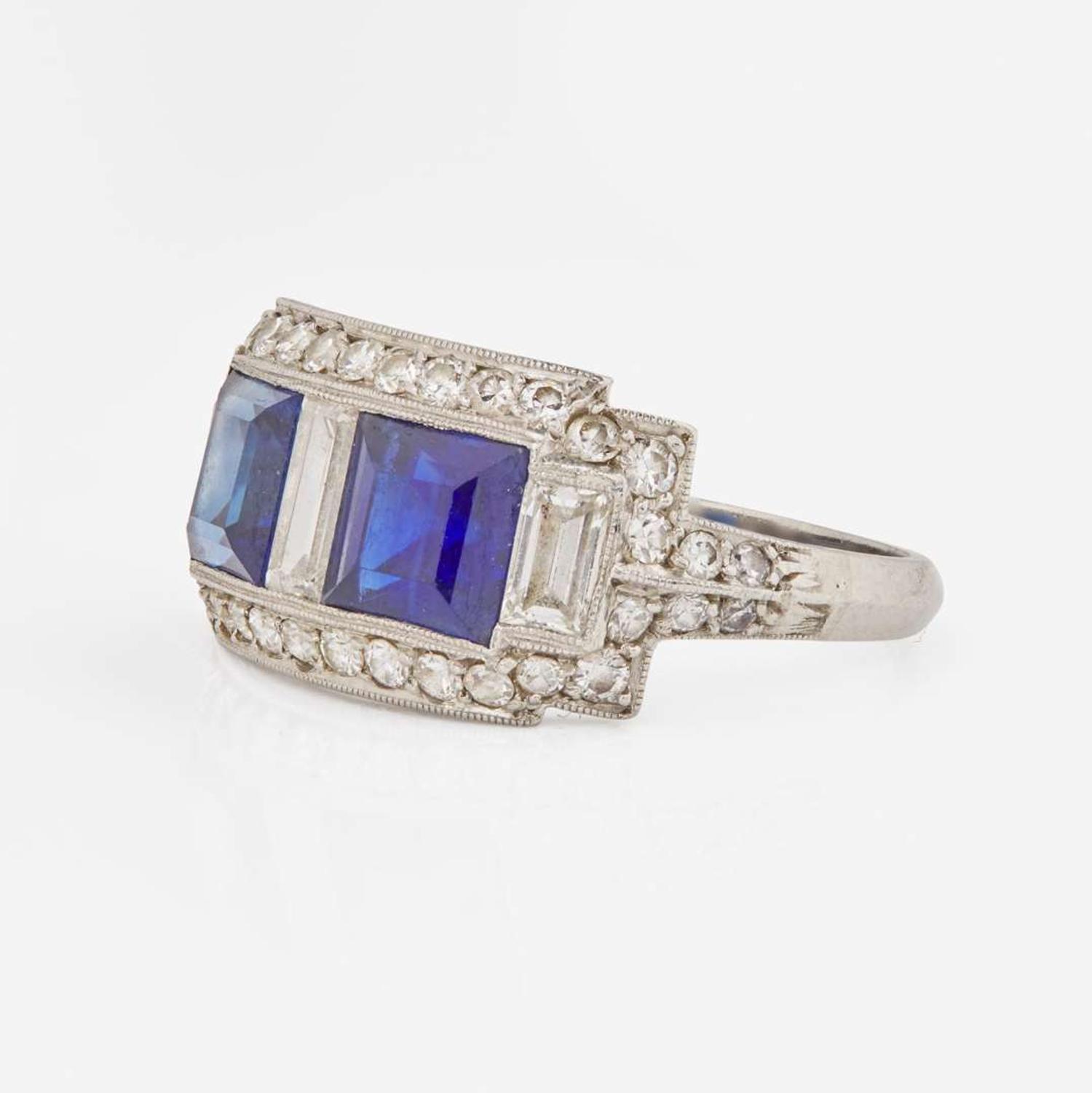 A J.E. Caldwell Platinum, Sapphire, and Diamond Ring