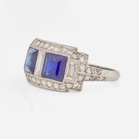 A J.E. Caldwell Platinum, Sapphire, and Diamond Ring