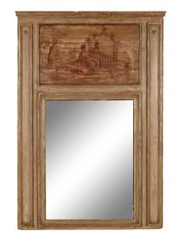 A French Style Painted and Parcel Gilt Trumeau Mirror