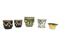 A Group of Five Porcelain Jardinières or Cache Pots