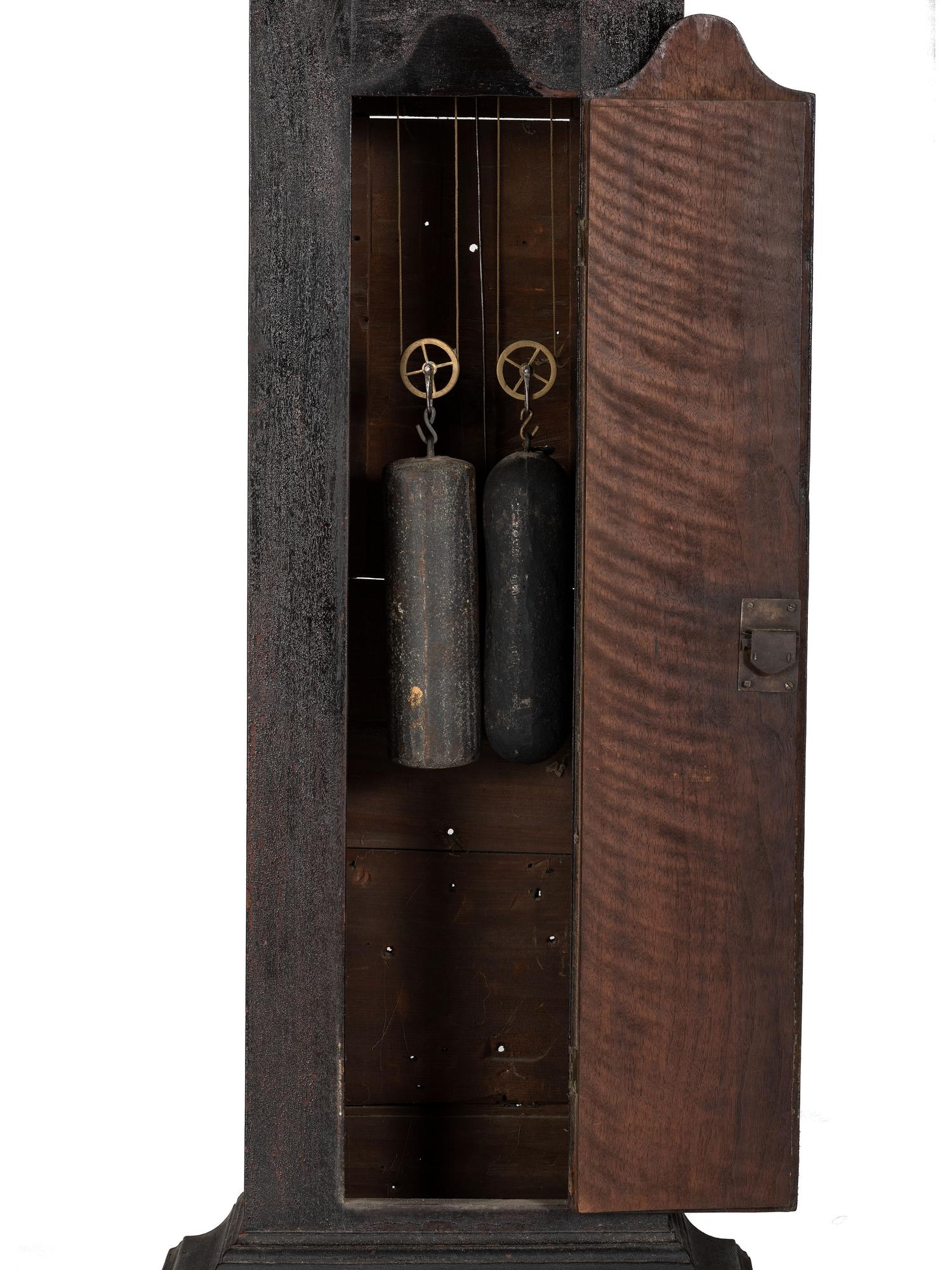 A Classical Black Paint and Parcel Gilt Decorated Tall Case Clock