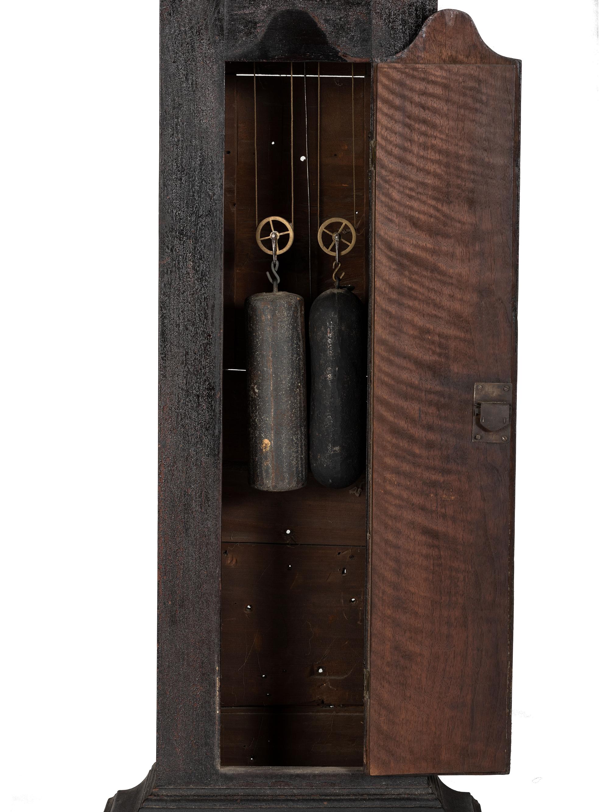 A Classical Black Paint and Parcel Gilt Decorated Tall Case Clock