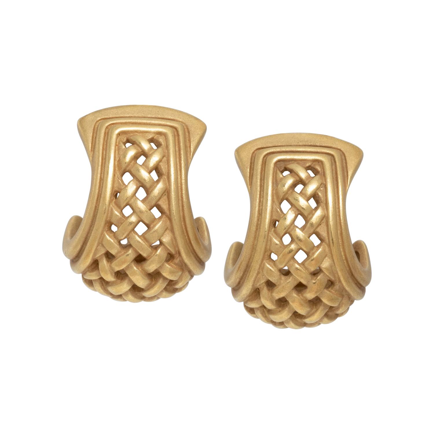 KIESELSTEIN-CORD, YELLOW GOLD EARCLIPS