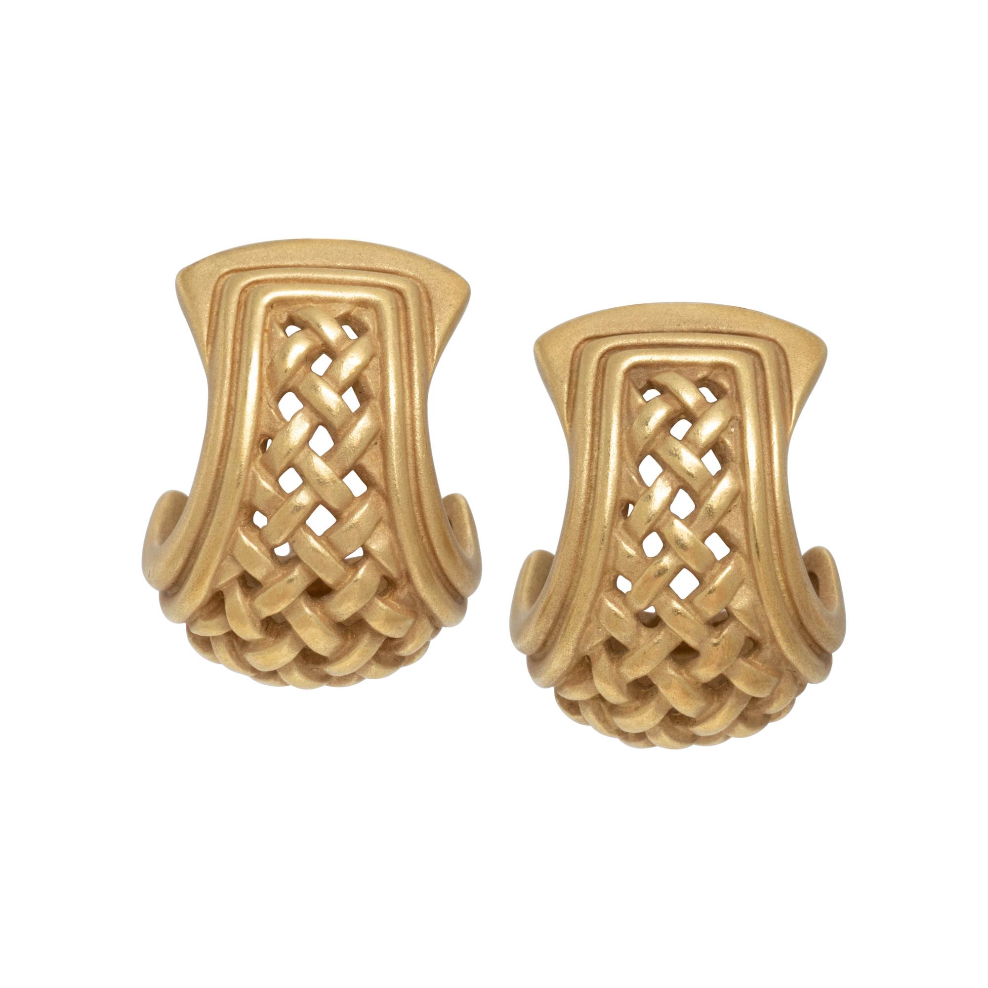 KIESELSTEIN-CORD, YELLOW GOLD EARCLIPS