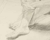Nude Female Seated on Floor with Legs Crossed