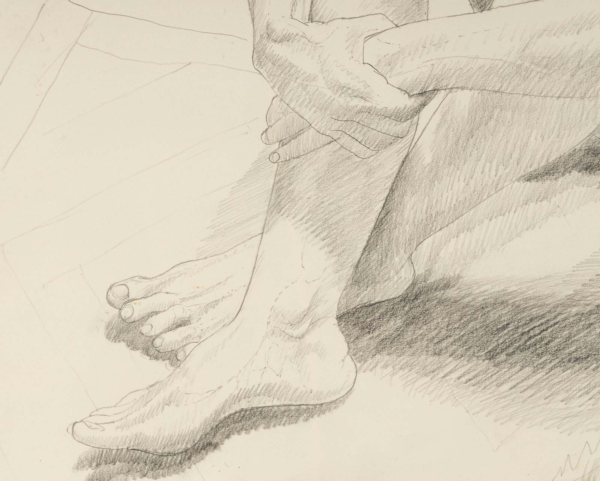 Nude Female Seated on Floor with Legs Crossed