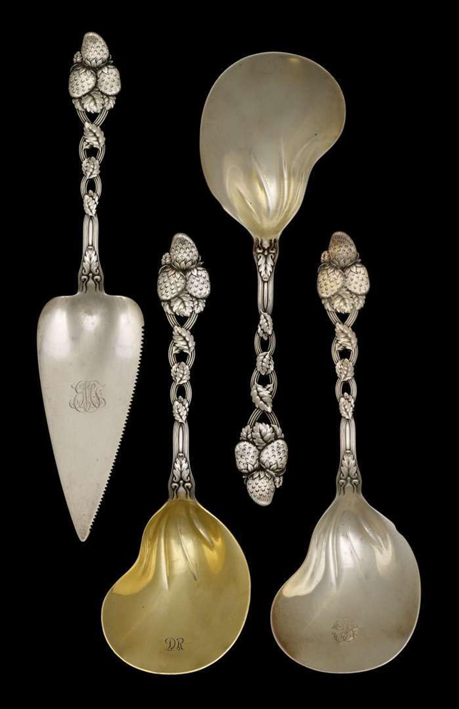 Three sterling silver serving spoons tiffany & co., new york, ny, 20th century