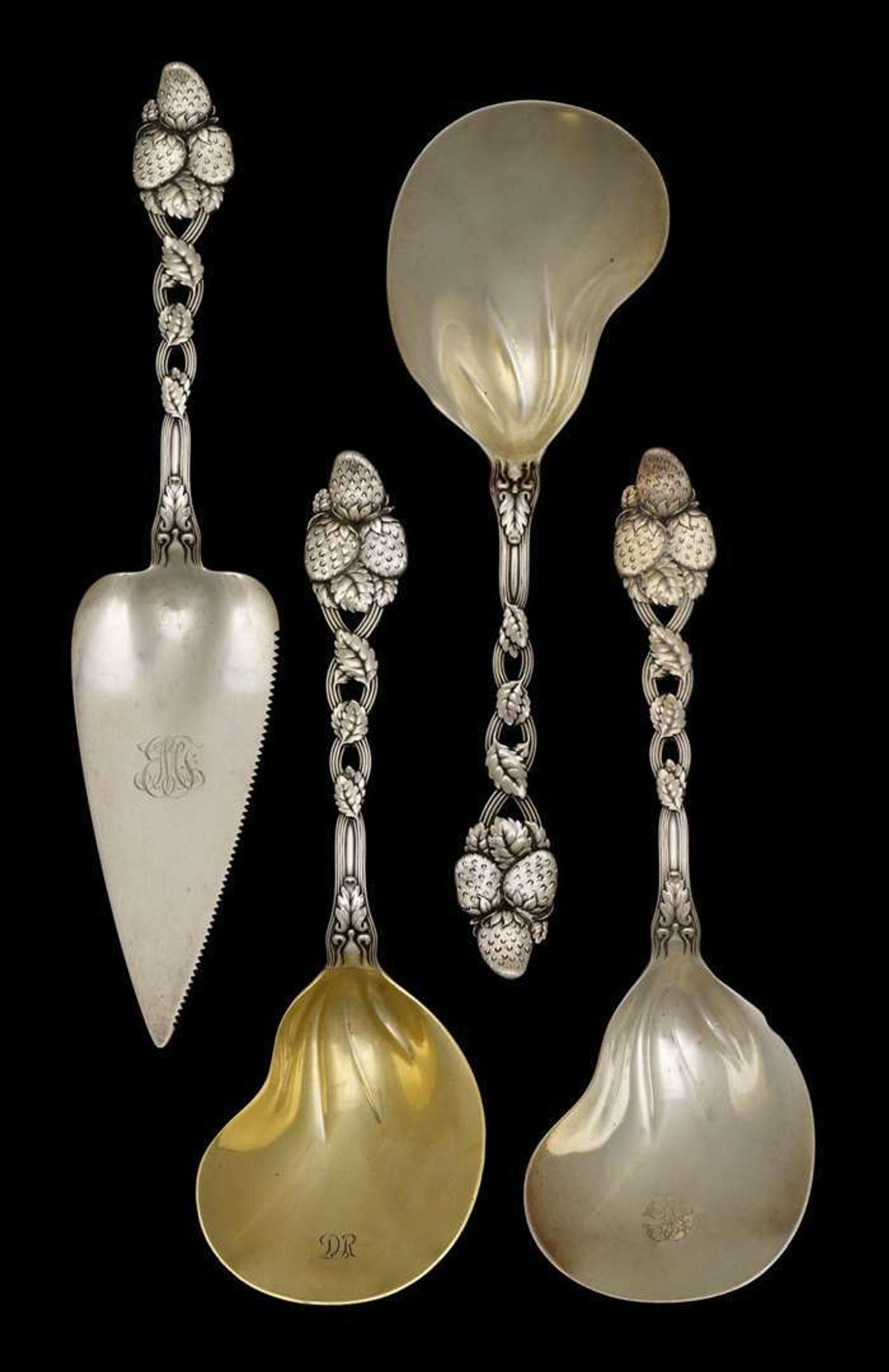 Three sterling silver serving spoons tiffany & co., new york, ny, 20th century