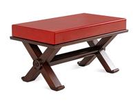 A Custom Red Leather-Upholstered Gilt Metal Stool
