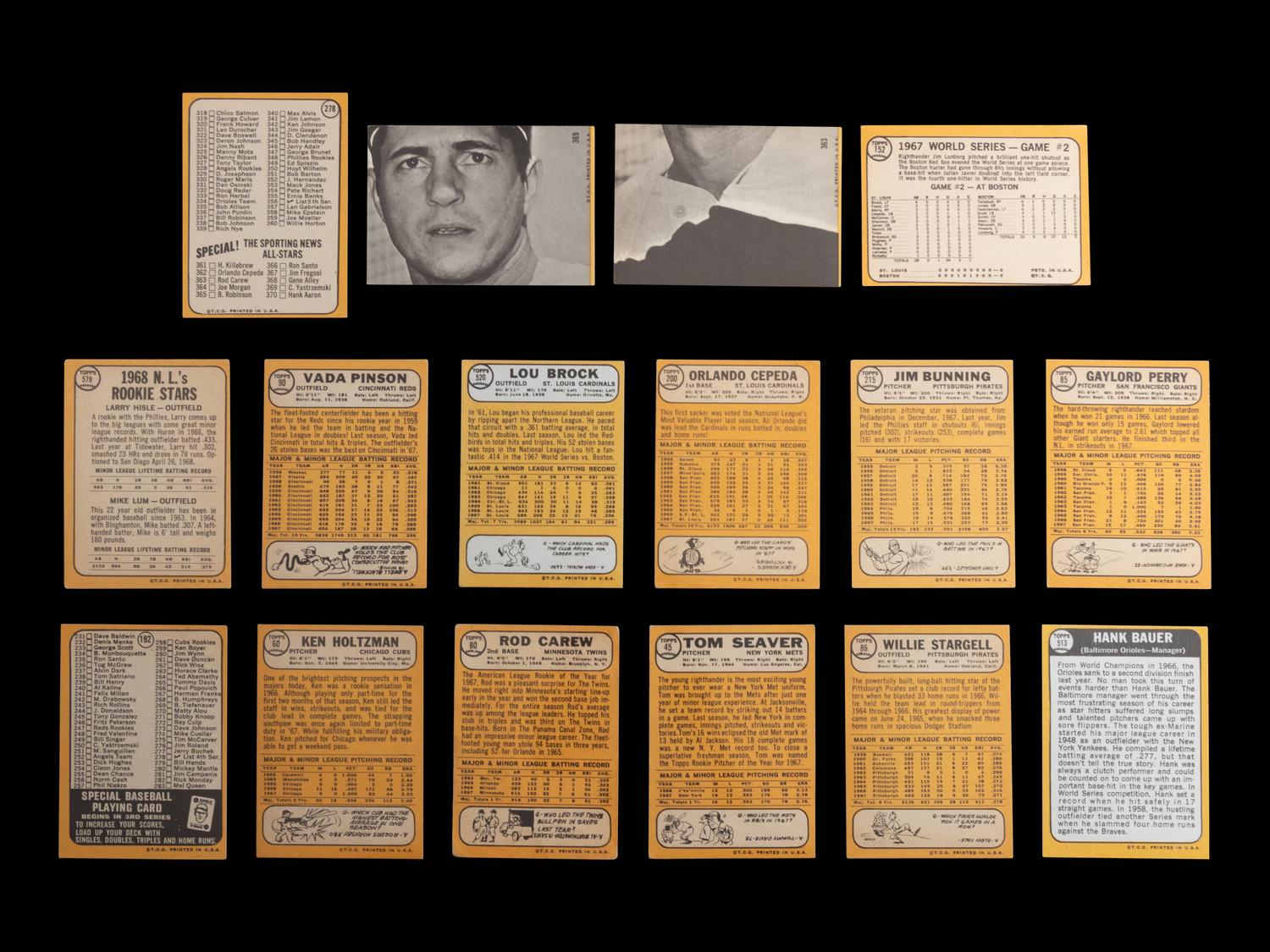 A Group of 16 1968 Topps Baseball Cards Featuring Multiple Hall of Famers and Notables (Including Tom Seaver and Rod Carew),