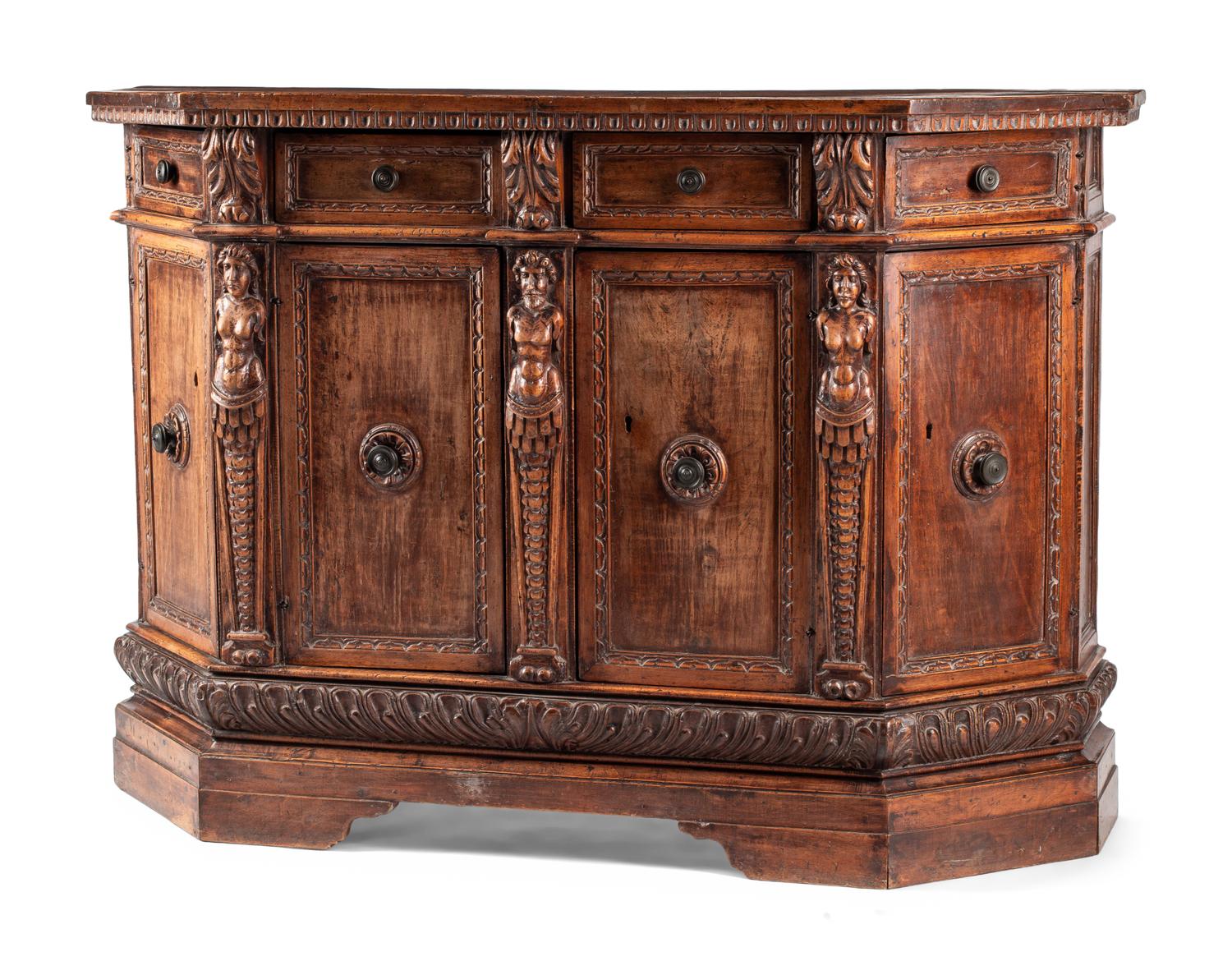 An Italian Baroque Walnut Console Cabinet
