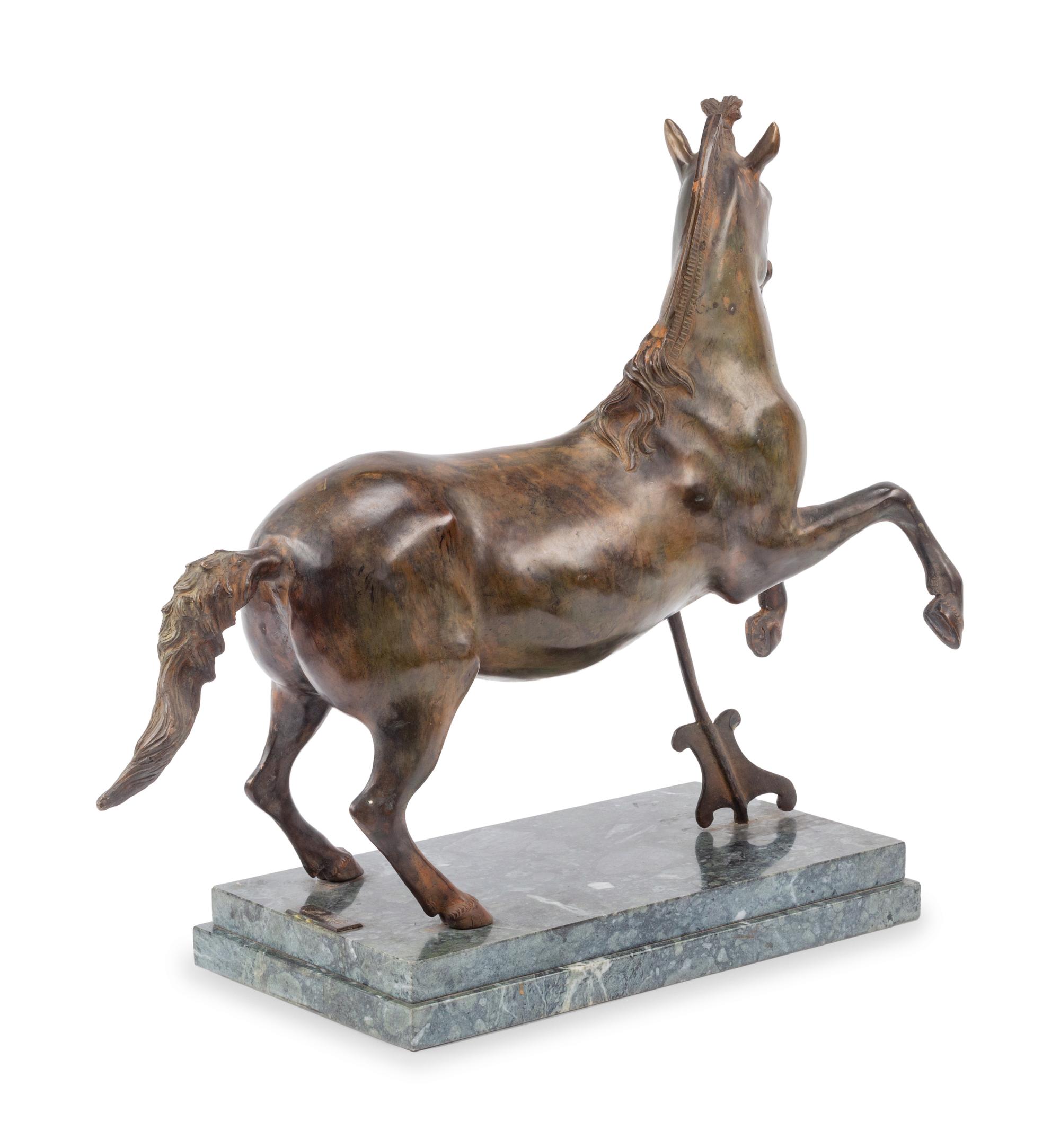 A Continental Bronze Model of a Horse on a Marble Base
