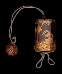 A Japanese Gold and Brown Lacquer Five-Case Inro