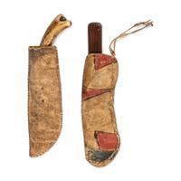 Plains Knife Sheaths, made of Recycled Parfleche — lot of two