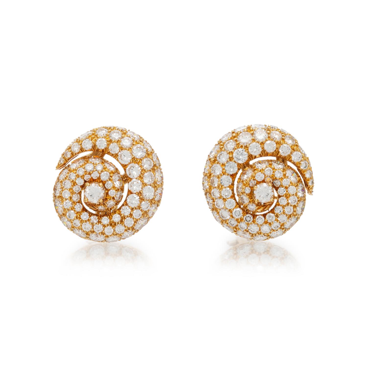 HARRY WINSTON, JACQUES TIMEY, DIAMOND SWIRL EARRINGS