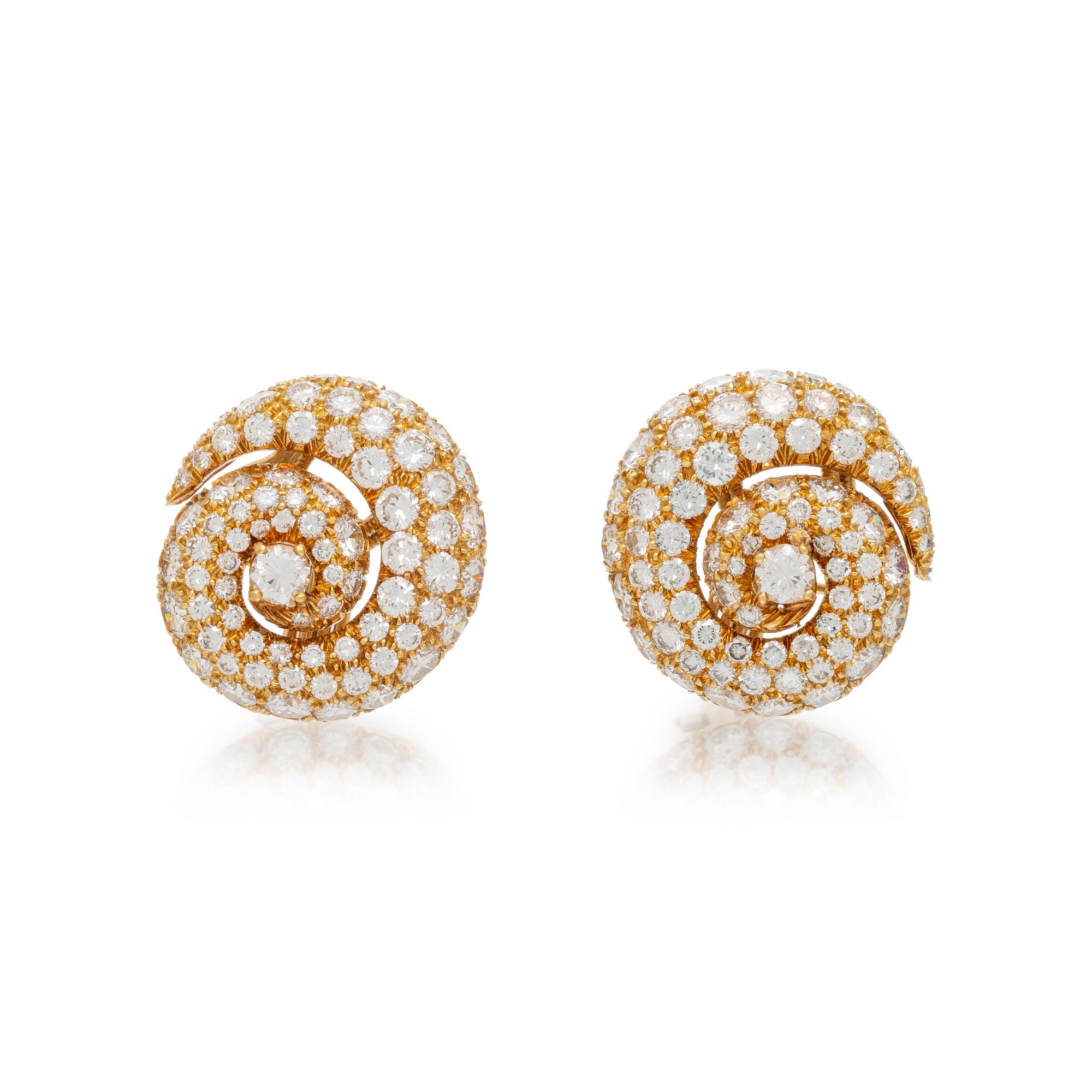 HARRY WINSTON, JACQUES TIMEY, DIAMOND SWIRL EARRINGS