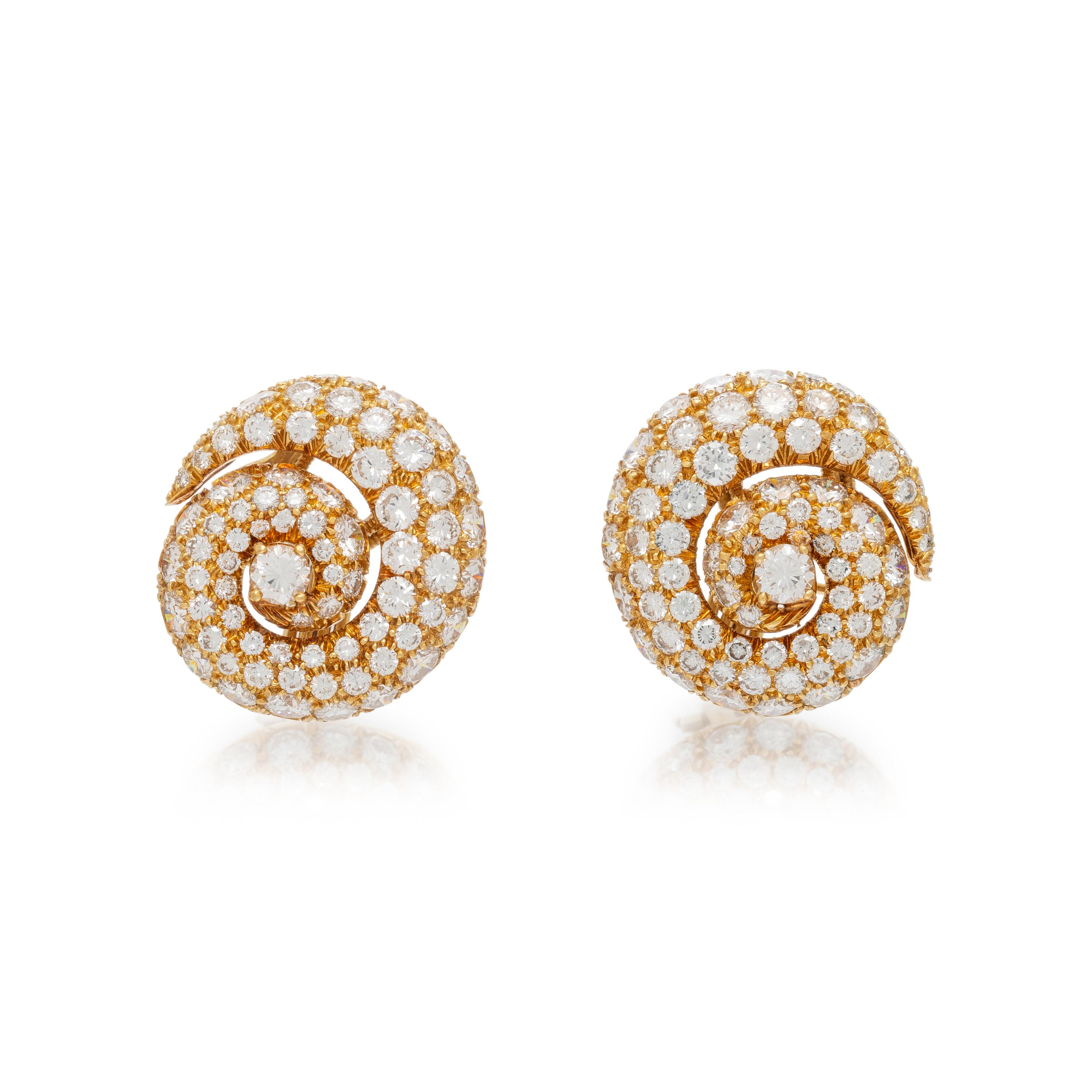 HARRY WINSTON, JACQUES TIMEY, DIAMOND SWIRL EARRINGS