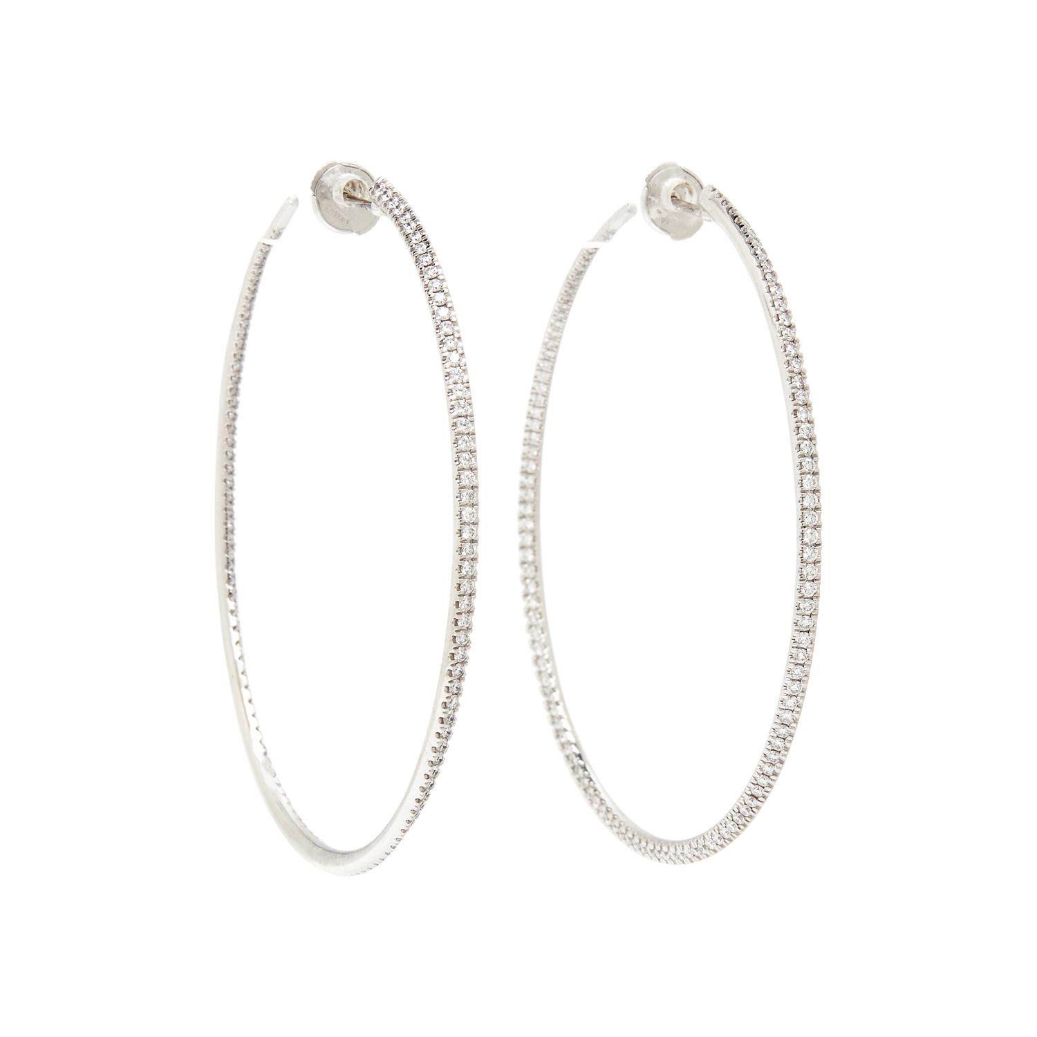 WHITE GOLD AND DIAMOND INSIDE OUT HOOP EARRINGS