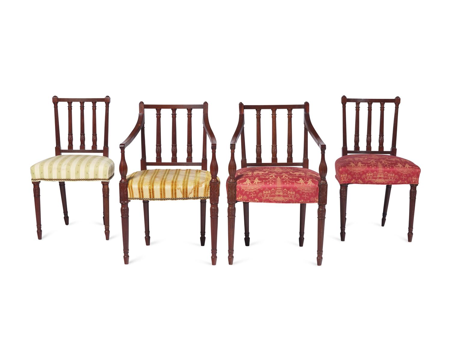 A Set of Four Federal Carved Mahogany Chairs