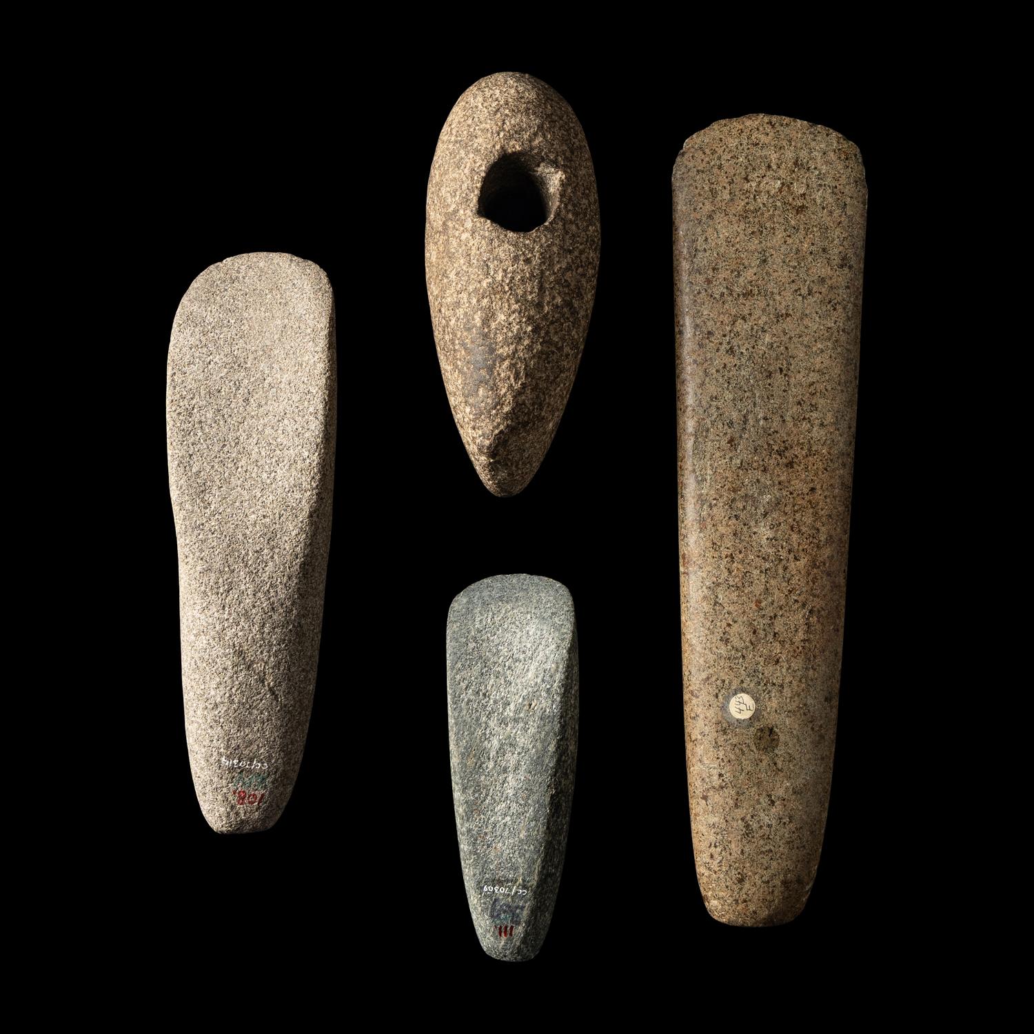 Four Mesolithic and Neolithic Stone Celts and Axes