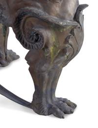 A Neoclassical Style Cast Metal Table Base with Lion Supports