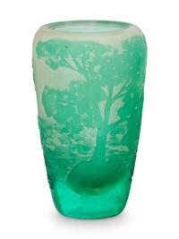 A Small Green Cameo Vase