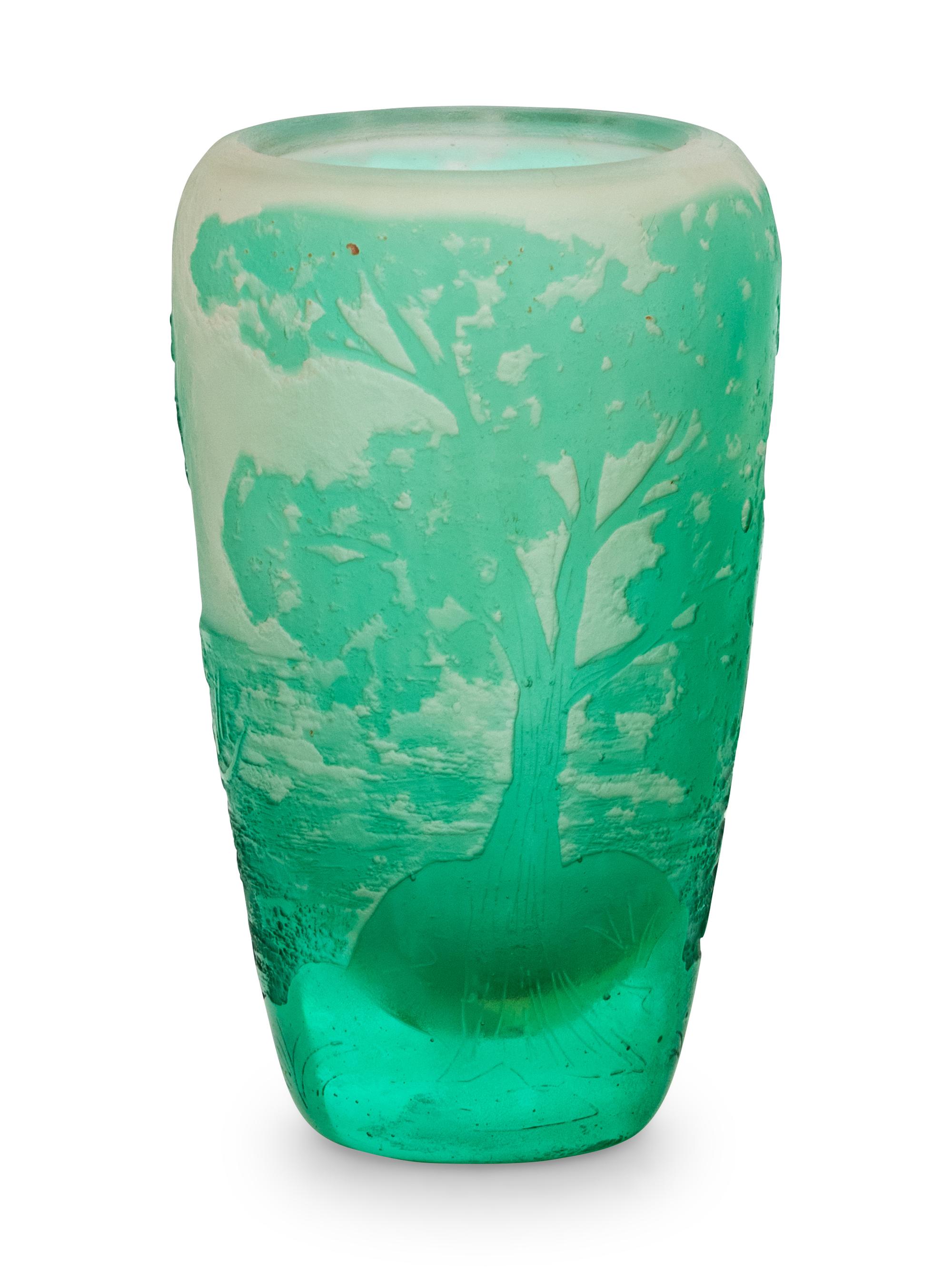 A Small Green Cameo Vase