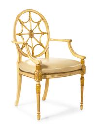 A Set of Twelve George III Style Cream-Painted and Parcel Gilt Dining Chairs