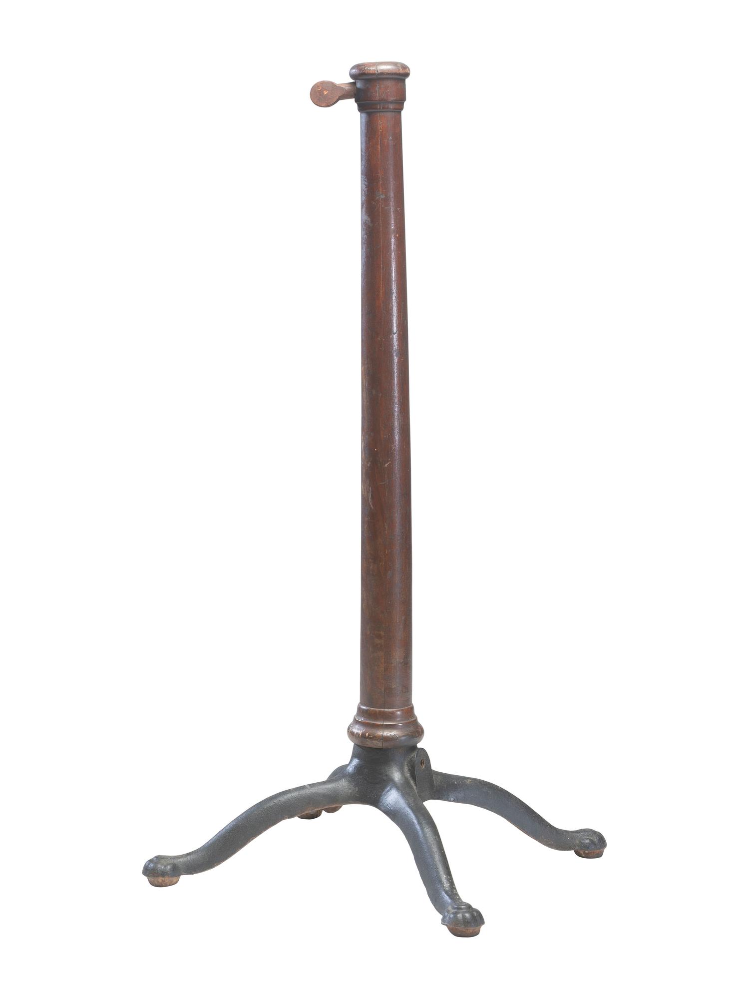 [EARLY PHOTOGRAPHY]. Vintage cast iron photographer's studio head clamp and "unipod."