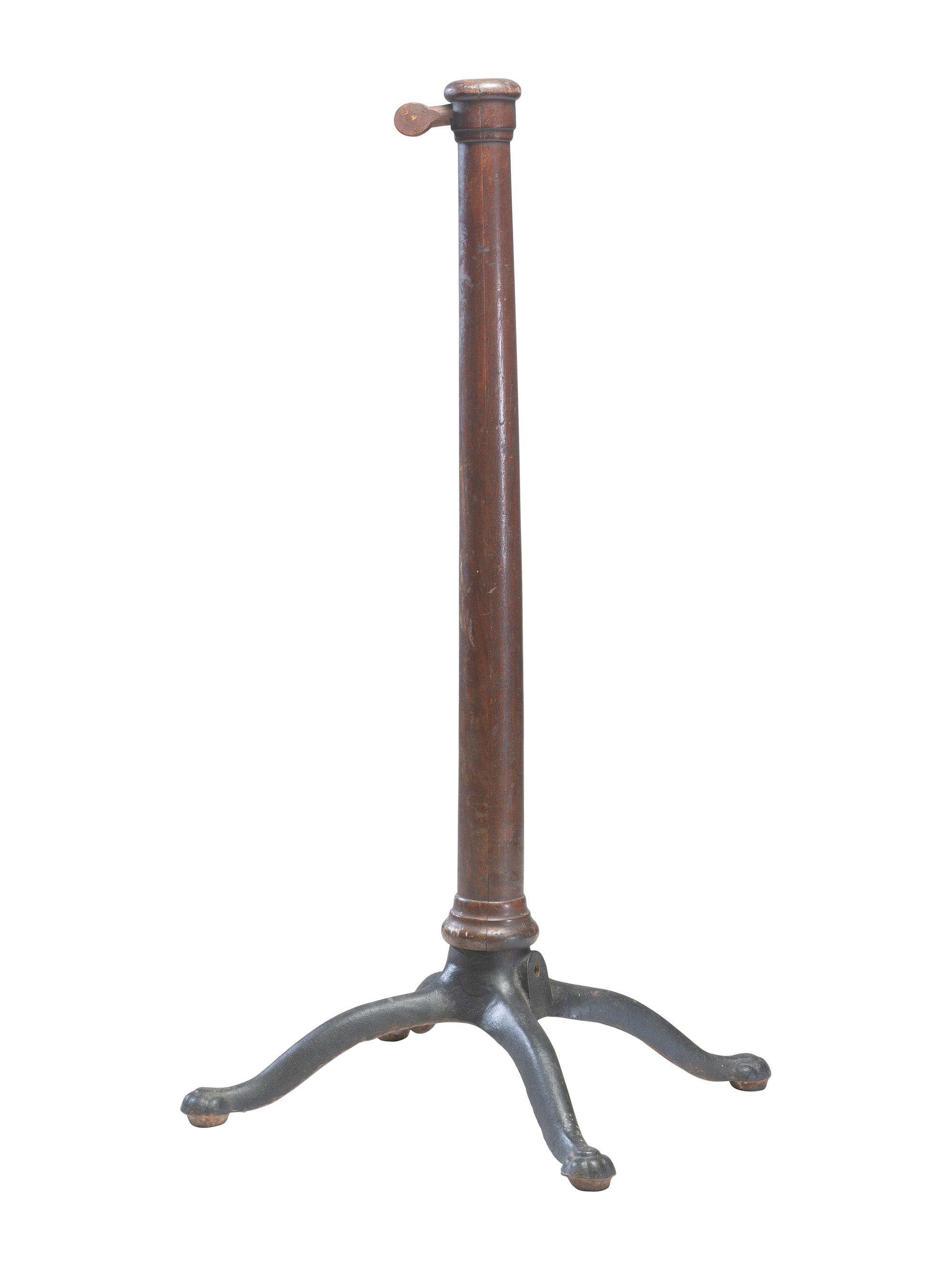 [EARLY PHOTOGRAPHY]. Vintage cast iron photographer's studio head clamp and "unipod."