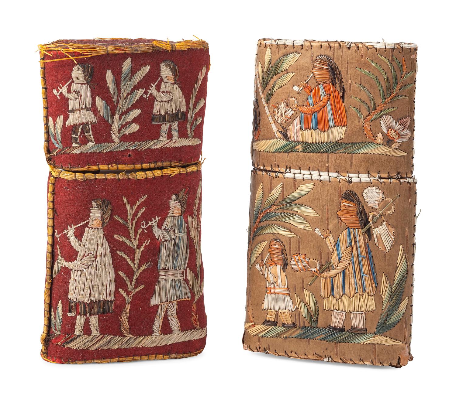 Huron Moosehair Embroidered Birchbark Cigar Cases