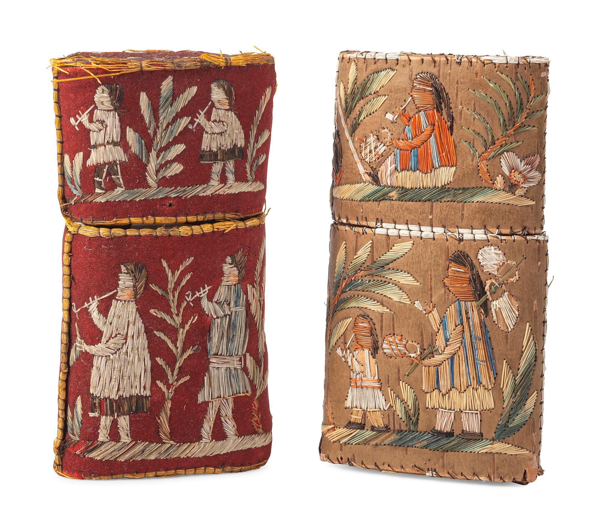 Huron Moosehair Embroidered Birchbark Cigar Cases