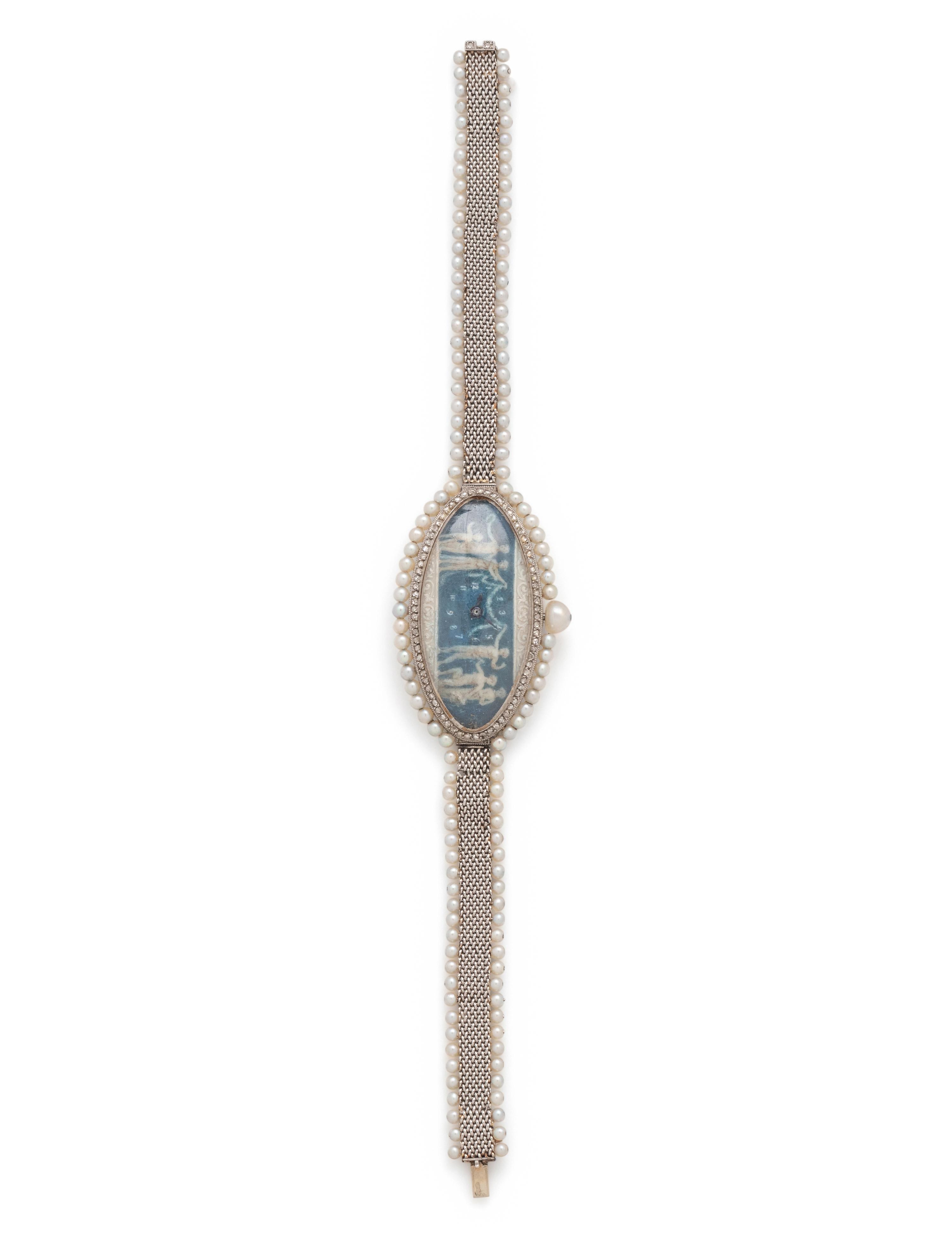 VERGER FRÈRES, BELLE ÉPOQUE, PLATINUM, PEARL AND DIAMOND WATCH