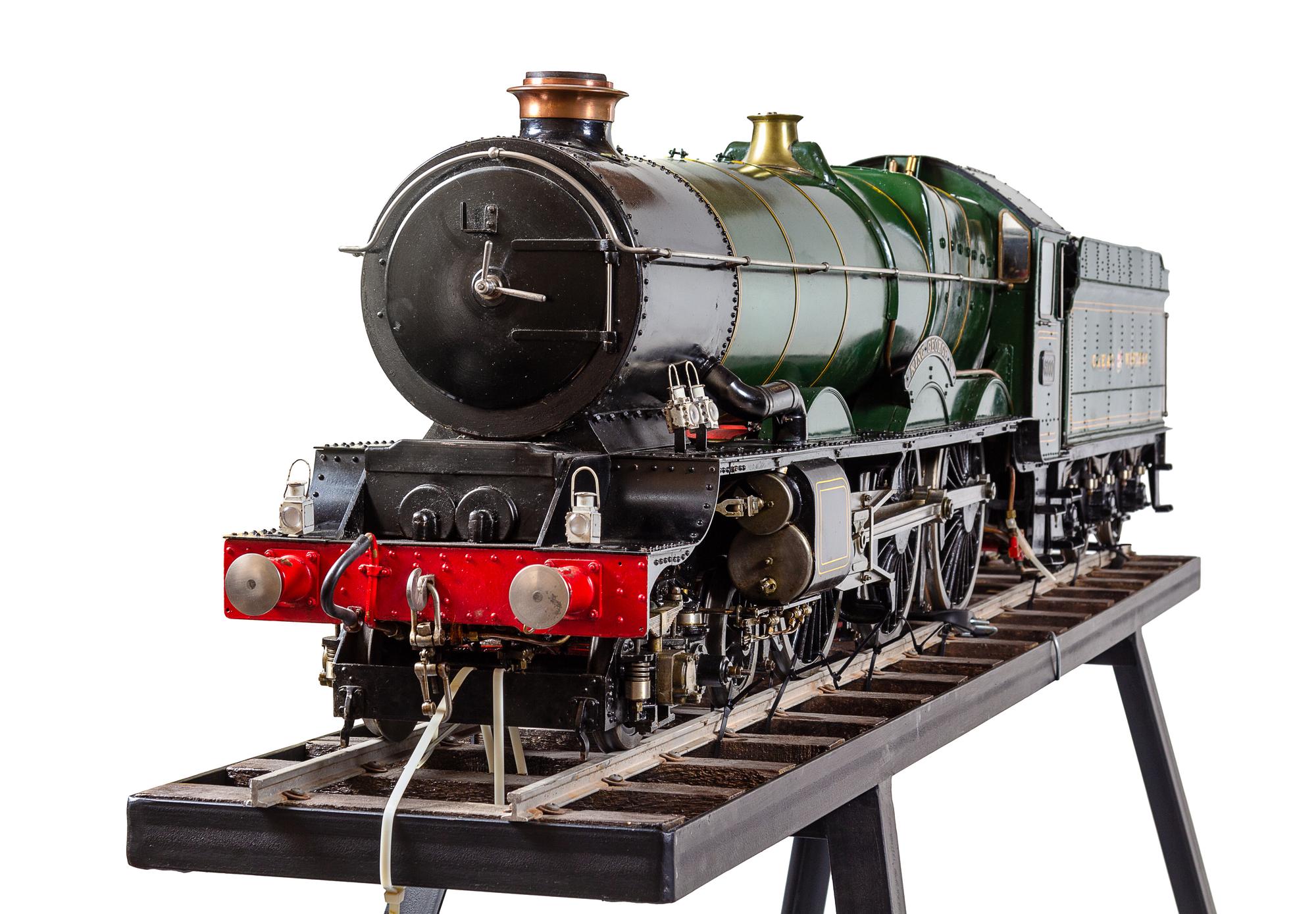 A Rare and Impressive Live Steam 7 1/4-Inch Gauge Painted Metal Great Western Railway-Class 6000: King George V Locomotive and Ride-On Tender