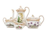 A Spode Stafford Flowers Porcelain Four-Piece Tea and Coffee Service