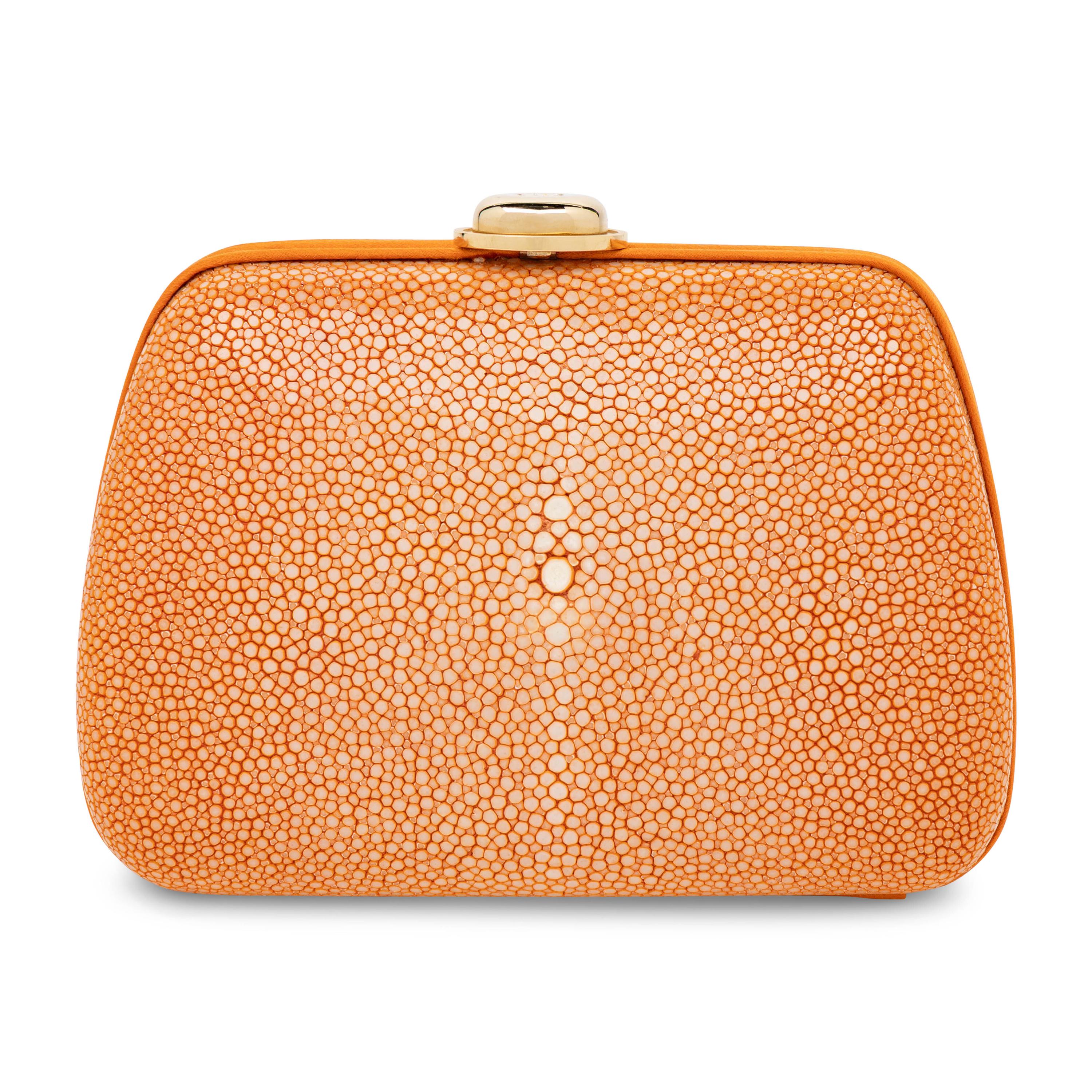Christian Dior, Orange Shagreen Clutch/Shoulder Bag