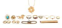 A Collection of Yellow Gold and Gold Filled Jewelry and Accessories, 32.40 dwts