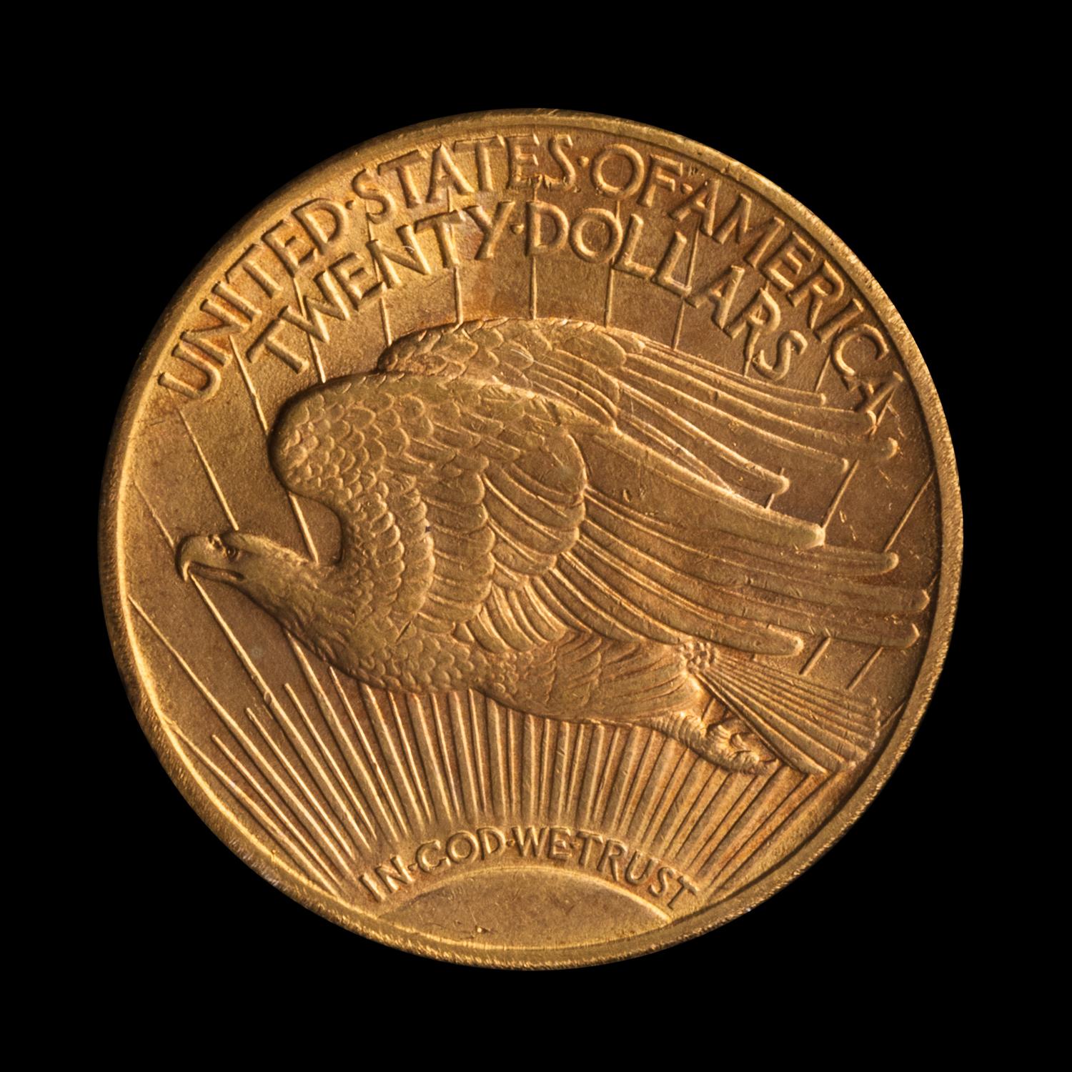 A United States 1908-D St. Gaudens: Motto $20 Gold Coin