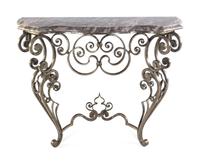 A French Steel Marble-Top Console Table