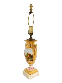 A Paris Porcelain Parcel Gilt Vase Mounted as a Lamp