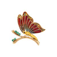 YELLOW GOLD AND ENAMEL BUTTERFLY PIN